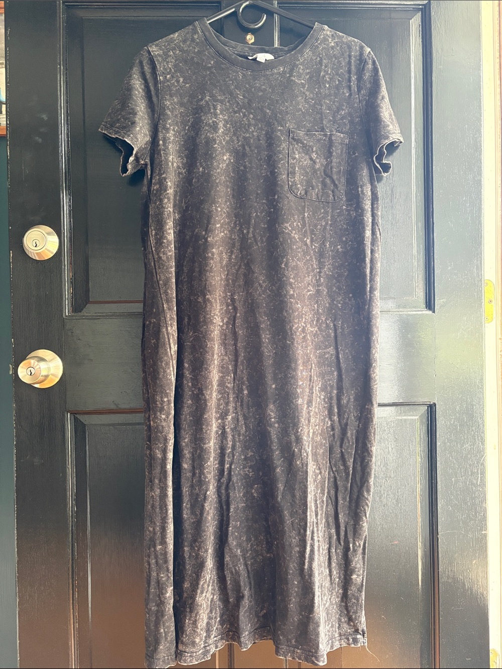 Time & Tru Washed Black Cotton T Shirt Dress